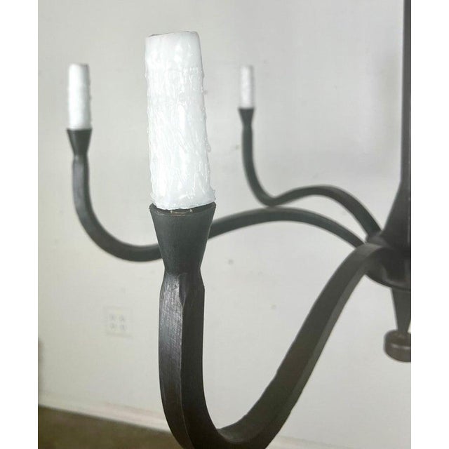 Contemporary Minimalist Wrought Iron Chandelier by Melissa Levinson For Sale - Image 3 of 8