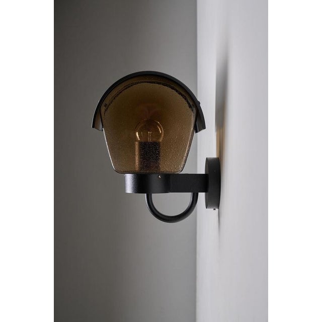 Outdoor Wall Sconce in Cast Metal and Amber Glass from Bega, 1970s For Sale - Image 3 of 5