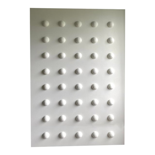 Minimalist 3d Wall Sculpture Art | Large Textured White Wall Panel | Modern Abstract Statement Piece 48"x72" For Sale