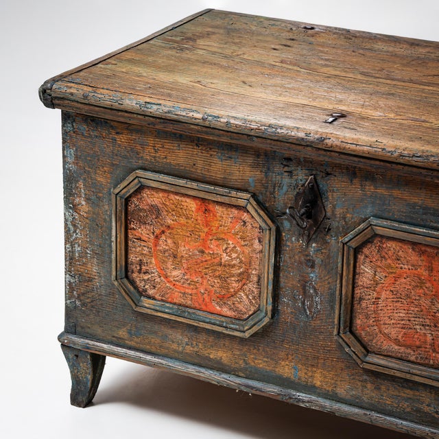 Southern German Painted Folk Chest, 1700s For Sale - Image 5 of 7