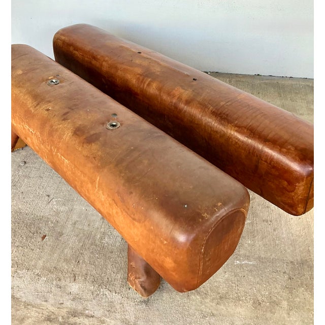 Vintage Leather Pummel Horses - Set of 2 For Sale - Image 11 of 12
