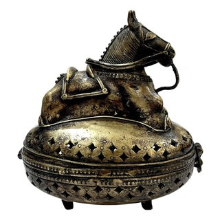 Antique Asian Bronze Horse Censer/Storage Box For Sale