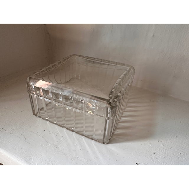 1920s Art Deco French Glass Lidded Box with Chrome Lid, 1920 For Sale - Image 5 of 12