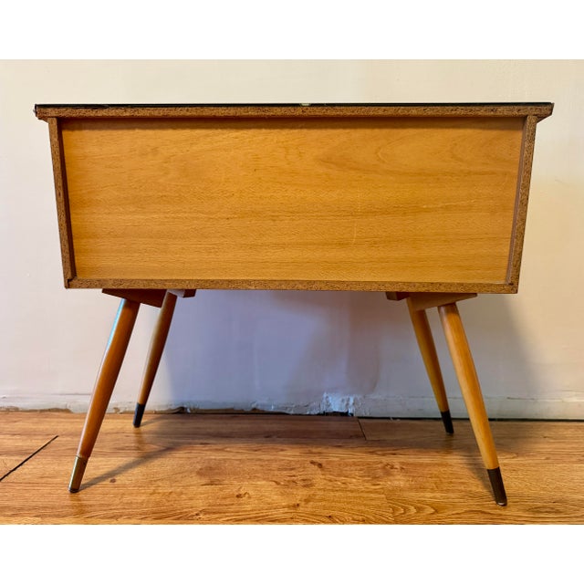 1950s German “Googie” Style Console Table W/Cabinet Space Age Swank Glass Top For Sale In New York - Image 6 of 12