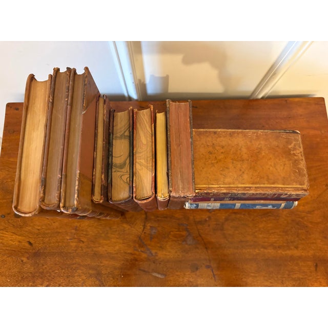 19th Century Group of 15 Assorted Leather or Marbled Bound Books, 19th Century For Sale - Image 5 of 5