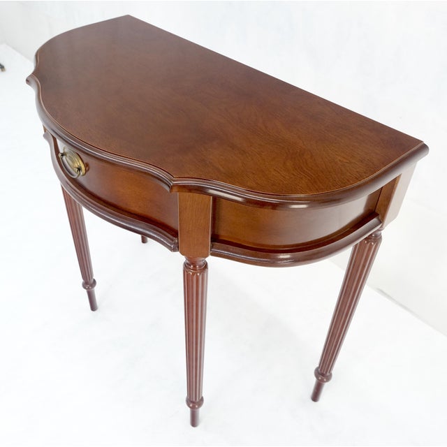 Demi Lune One Drawer Mahogany Console Entry Hall Table MINT For Sale - Image 11 of 12