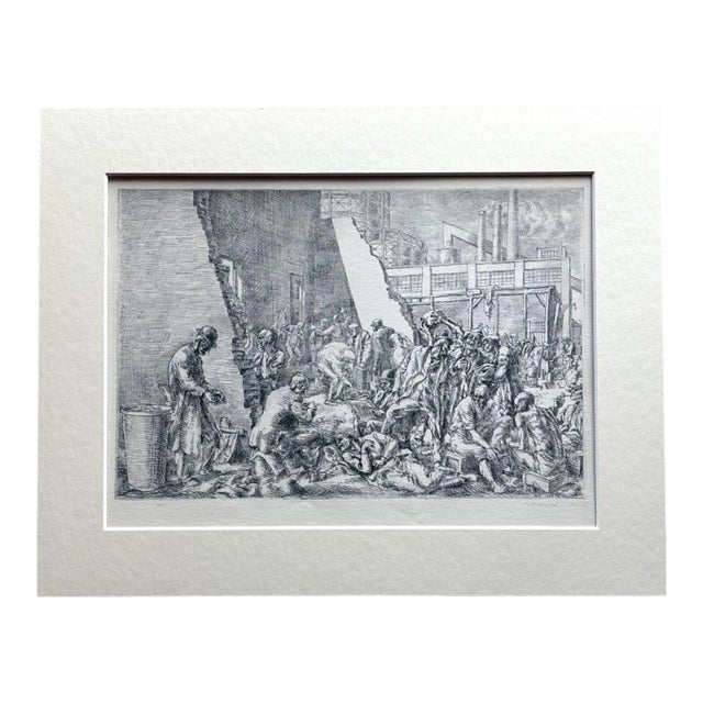 Vintage 1939 Print in 11x14 Mat, Ready to Frame: Reginald Marsh, "The Jungle" For Sale
