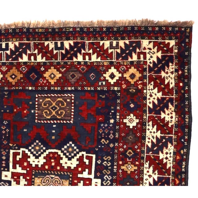 Late 19th Century Antique Caucasian Kazak Rug 4'1" X 6’3" For Sale - Image 5 of 6