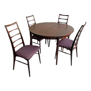 1960s Scandinavian Modern Rosewood Round Extension Dining Set by Niels Koefoed