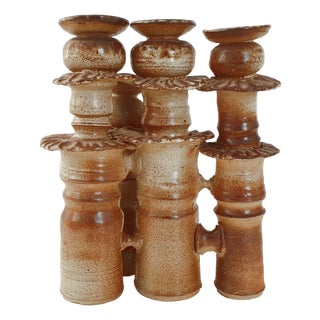 Mushroom Candleholder in Stoneware, 1970s For Sale