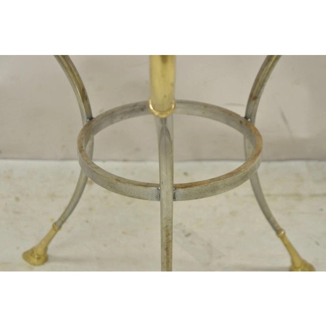 Late 20th Century Italian Neoclassical Brass Rams Head Round Marble Steel Gueridon Side Table For Sale - Image 9 of 12
