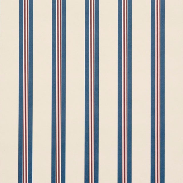 Schumacher Chatham Stripe Wallcovering In Americana For Sale In New York - Image 6 of 6