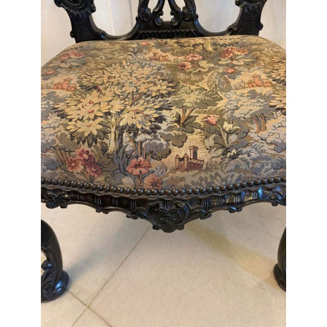 Antique Victorian Carved Mahogany Chippendale Style Ribbon Back Desk Chair, 1860 For Sale - Image 13 of 16
