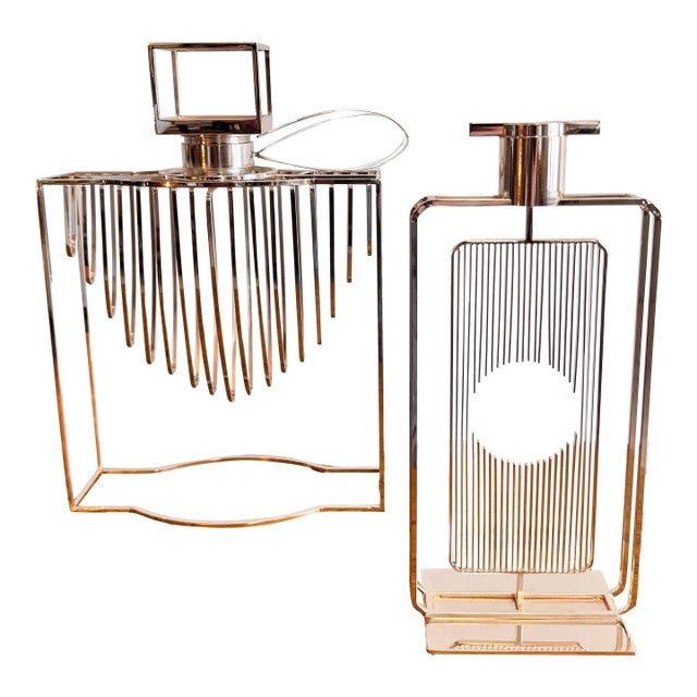 Modern Perfune Bottles Factices Deco Revival Rose Gold Plated, 90s For Sale