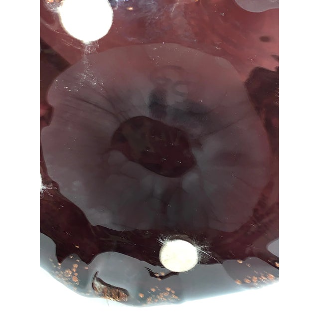 Mid 20th Century Purple and Gold Art Glass Centerpiece Vase For Sale - Image 5 of 13