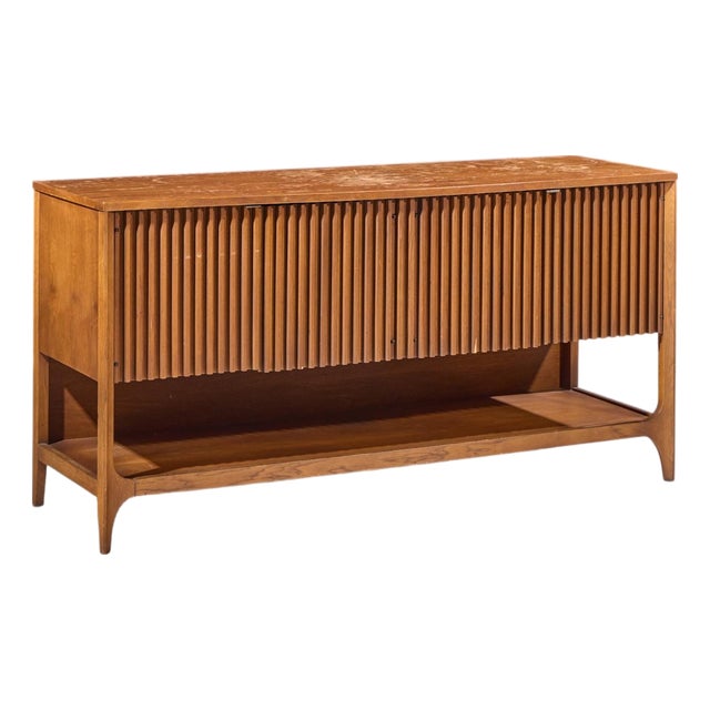 Broyhill Brasilia Mid Century Walnut Fluted Credenza For Sale