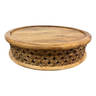 West Elm Carved Lattice Coffee Table For Sale