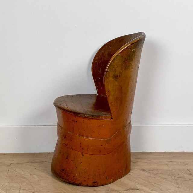 Circa 19th Century Rustic Painted Dug Out Chair, Denmark For Sale - Image 4 of 8