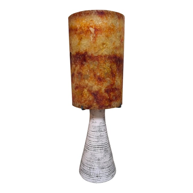 1970s Mid Century Modern Accolay Pottery Lamp W Resin Shade For Sale