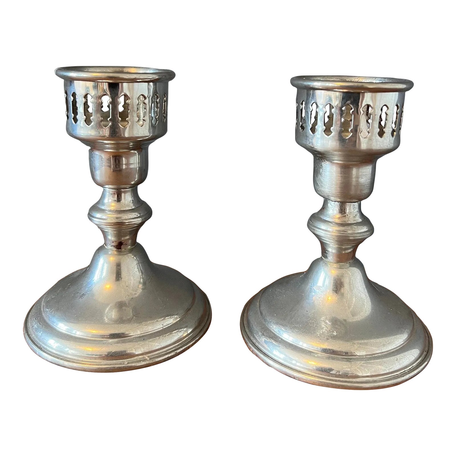 Vintage Pair of Empire Pewter Candle Holder Chairish