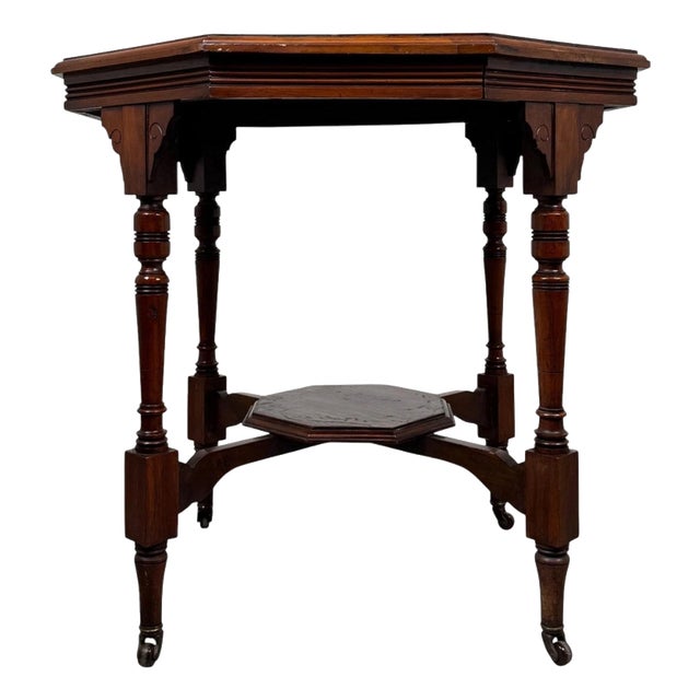 Vintage Octagonal Side Table in Mahogany For Sale