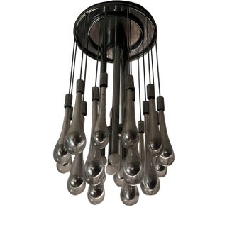 Vintage Chandelier in Chrome Steel and Murano Glass from Venini, 1970s For Sale