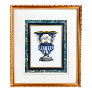 French Color Lithograph of a Cobalt Blue Urn After Jules Jacquemart For Sale