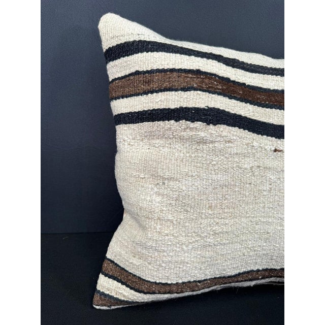 Turkish Hemp Pillow Cushion Natural Beige Black Cushion Cover 20"x20" #30601 Enhance your home decor with our Kilim Pillow...