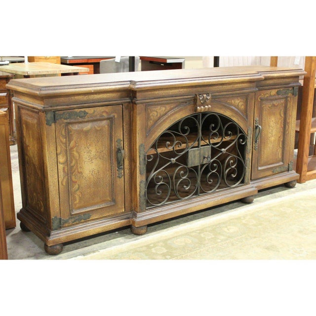 Mediterranean Accents of Salado Rustic Mediterranean Sideboard W/Scrolling Iron Doors For Sale - Image 3 of 7