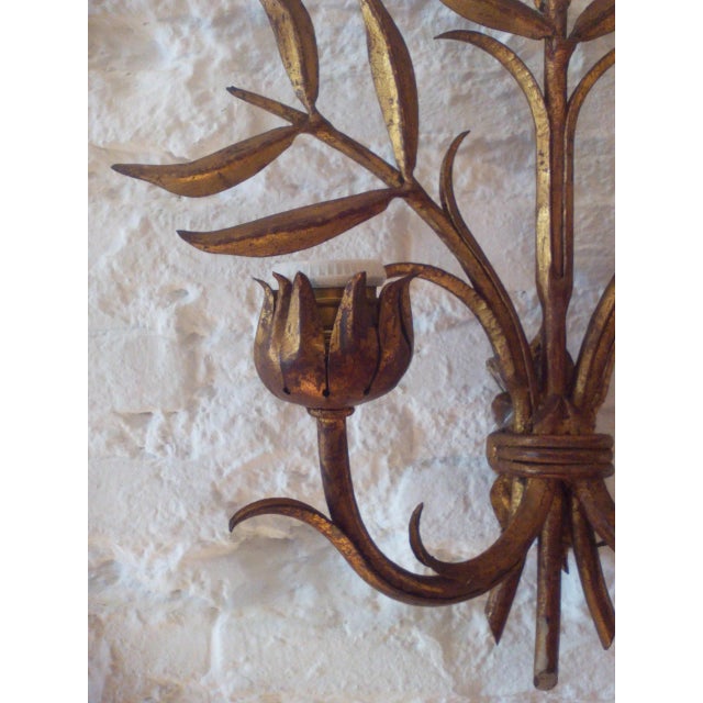 1950s Golden Metal Floral Sconce, 1950s For Sale - Image 5 of 8