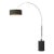Tambo 92"h 1-Light Arc Lamp, Black Linen Shade, Black Oak Base, Satin Nickel, Dimmable, for Living Room or Bedroom For Sale