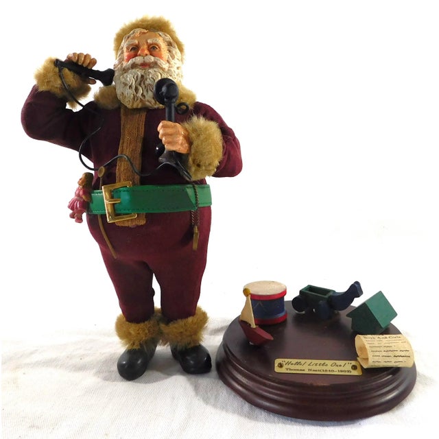 1991 Limited Edition Kurt Adler Handcrafted Santa Claus Figurine on Base W/ Orig. Box For Sale - Image 4 of 11