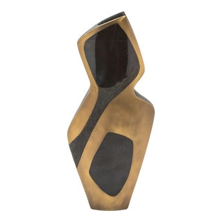 Modern Sculptural Vase in Shagreen With Shell and Brass Details by R&y Augousti For Sale