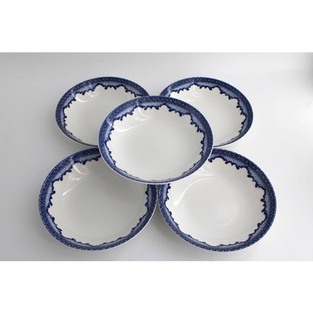 Lauren RALPH LAUREN Mandarin Blue Porcelain Pasta / Soup Bowls, Set of 5, Coupe 8 3/8” Excellent condition with no chips,...