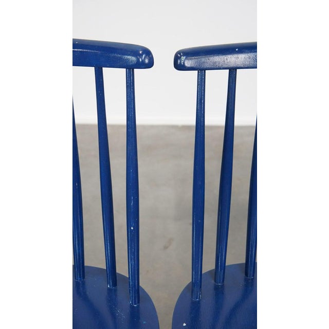 Blue Wooden Dining Chairs, 1960s, Set of 3 For Sale - Image 11 of 13