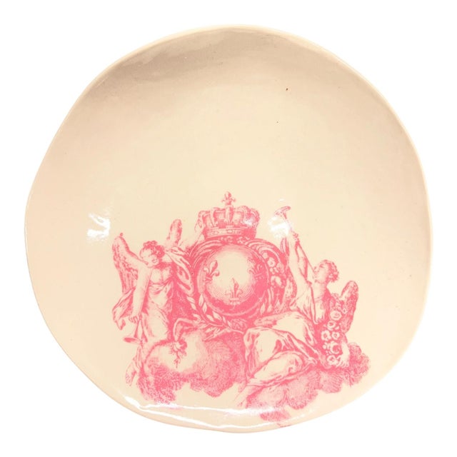 Shabby Chic Vintage Art Studio Pottery Plates With Crests Set/2 For Sale - Image 3 of 5