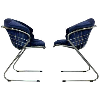 Mid Century Modern Gastone Rinaldi Pair Cantilever Chrome Armchairs 1970s Italy For Sale
