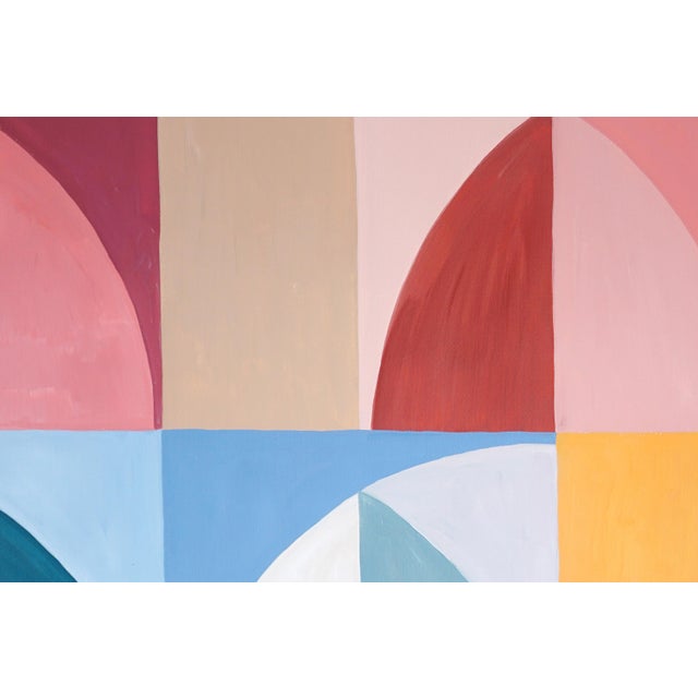 2029, Modern Bauhaus Patterns of Italian Vintage Parasols, Primary Tones Original Painting Diptych on Paper by Natalia Roman For Sale In Miami - Image 6 of 10