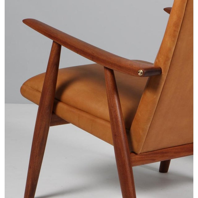 Brown Model GE-260 Lounge Chairs in Teak and Leather attributed to Hans J Wegner for Getama, 1960s, Set of 2 For Sale - Image 8 of 9