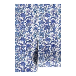 Floral & the Frog Chinoiserie Grasscloth Wallpaper by House Party | Azure Blue | 8 Yards For Sale