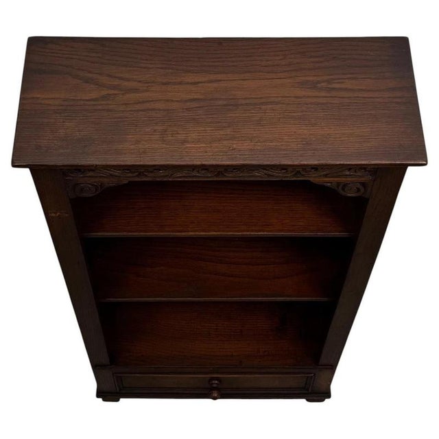 Antique Early 20th Century English Oak Open Bookcase For Sale - Image 6 of 13