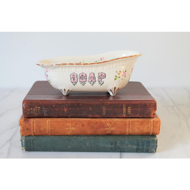 Ceramic Vintage Floral Ceramic Bathtub Soap Dish For Sale - Image 7 of 12