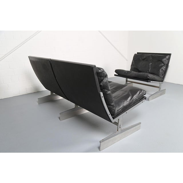 Black Vintage Leather Sofa and Bo-561 Chair by Preben Fabricius & Jørgen Kastholm, 1960s, Set of 2 For Sale - Image 8 of 18