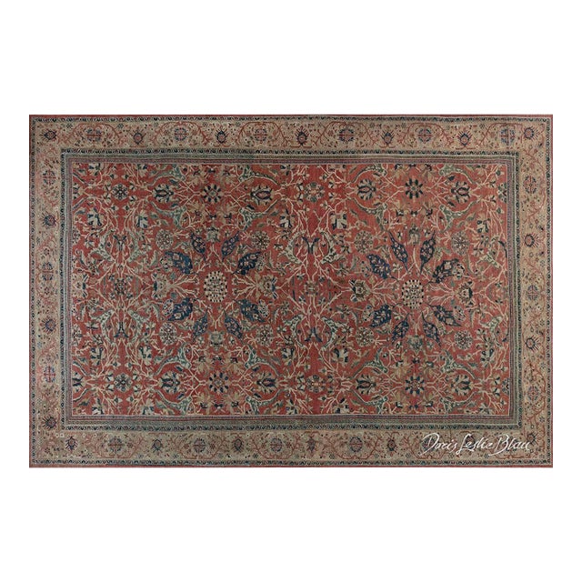 Authentic 19th Century Persian Sultanabad Red Handmade Wool Rug For Sale