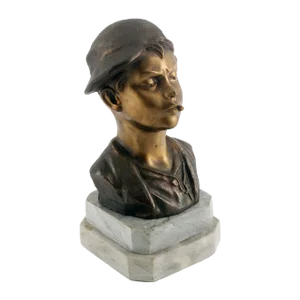 Art Deco Italian Gilt and Burnished Bronze Scugnizzo Bust by Giovanni De Martino, 1920s