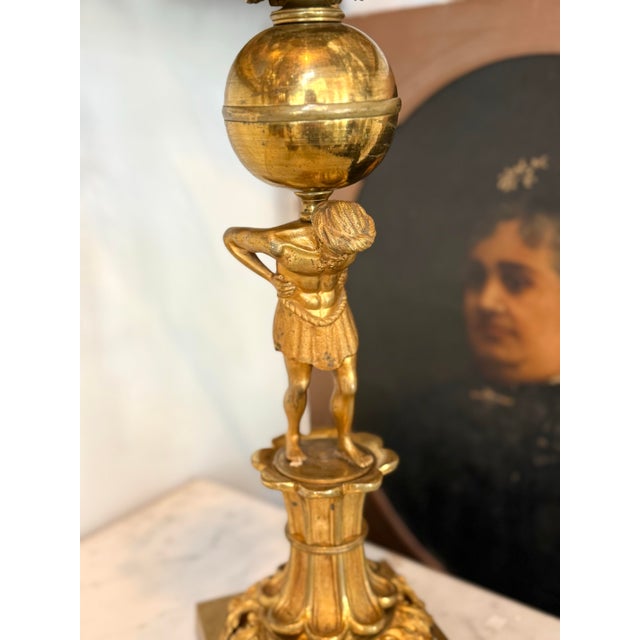 Pair of h.n. Hooper & Co. Gilt Brass Figural Atlas Candelabra, Circa 1840 For Sale - Image 4 of 10