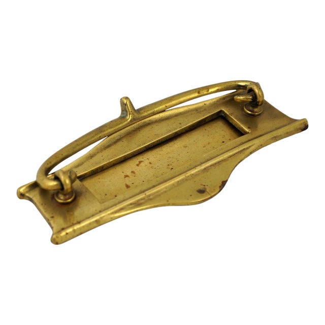 19th Century English Victorian Brass Door Knocker and Mail Slot For Sale