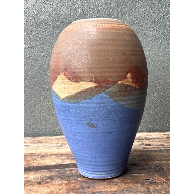 Late 20th Century Vintage Original Studio Pottery Layered Glaze Vase For Sale - Image 5 of 12