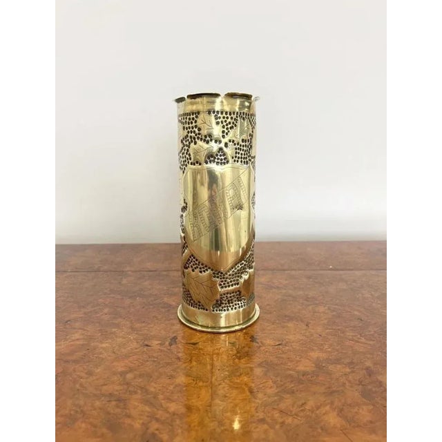 1910s Antique Trench Art Brass Empty Shell Case, 1915 For Sale - Image 5 of 7