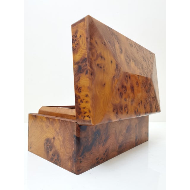 Orangish Burl Wood Keepsake Office Box For Sale - Image 10 of 13